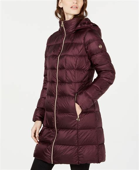 michael kors packable down long coat|Michael Kors removable hood coats.